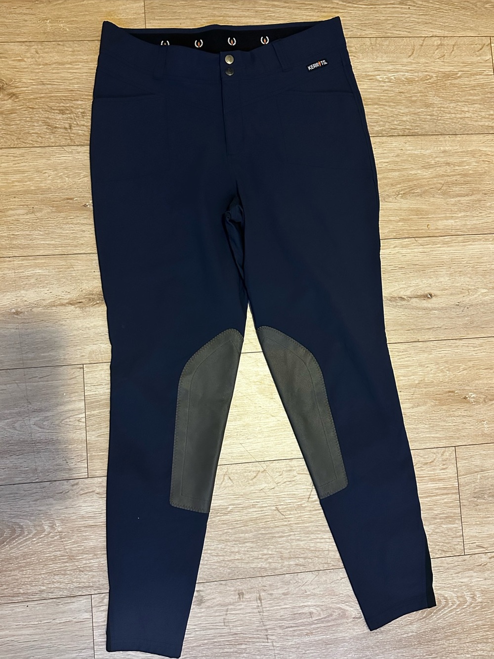 Kerrits WesternNavy Equestrian Riding Tights with Black Knee Patches